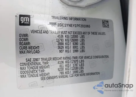 2023 Chevrolet Silverado 2500Hd 4Wd Standard Bed Lt из США, поврежденный, VIN 1GC1YNEY1PF201065